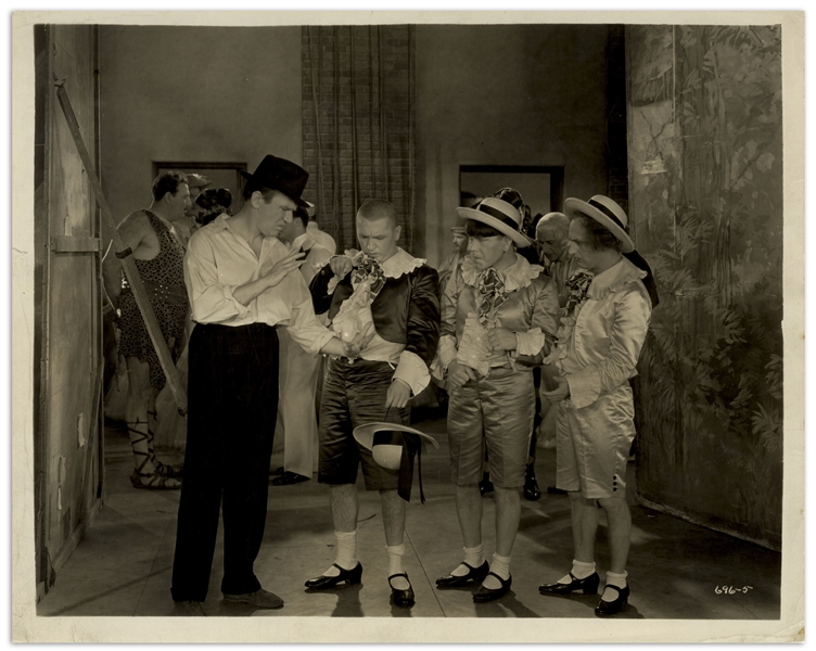 Moe Howard Personally Owned 10'' x 8'' Glossy Photo of Moe, Larry, Curly and Ted Healy From The 1933 Film ''Hello Pop!'' -- Very Good Condition
